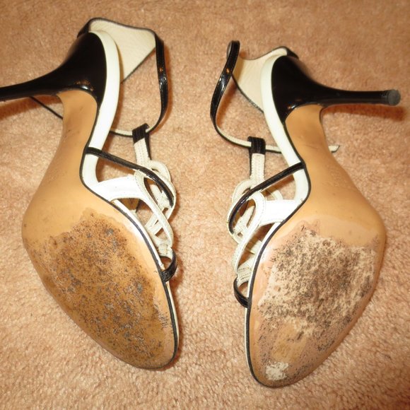 LAST CHANCE  CASADEI Black and White Heeled Sandals - Picture 6 of 7